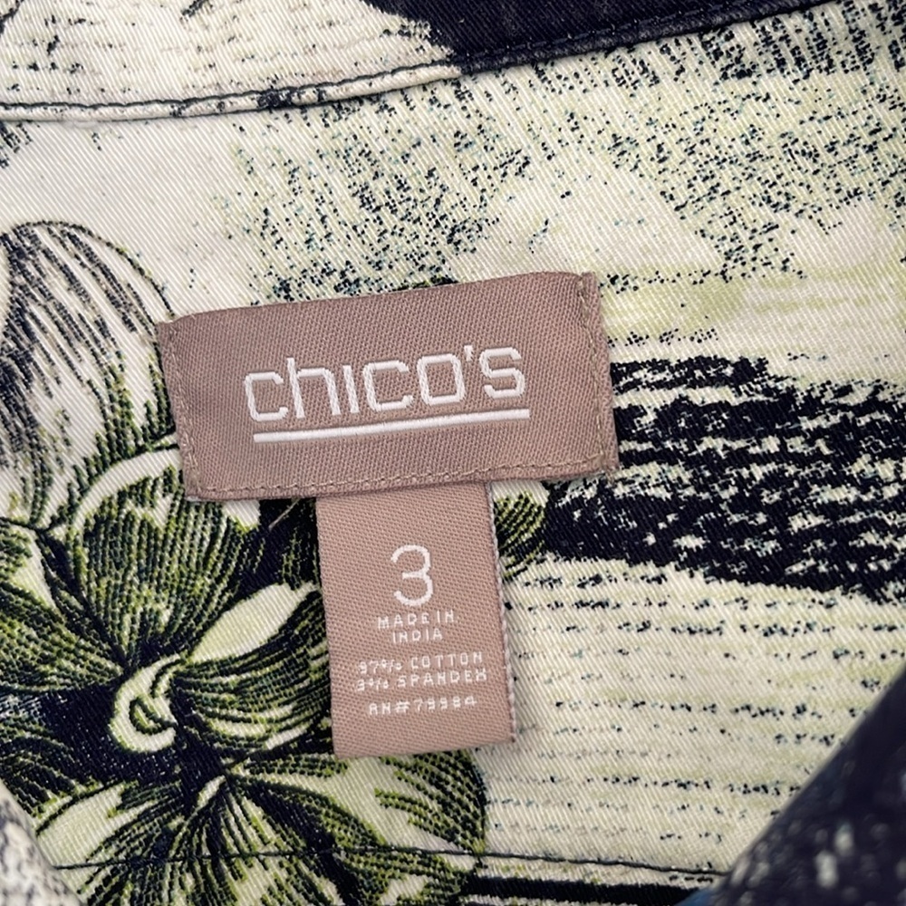 Chico’s Cotton Stretch Tropical Print 3/4 Sleeve Jacket Size 16/XL/Chico’s 3 - Picture 6 of 7